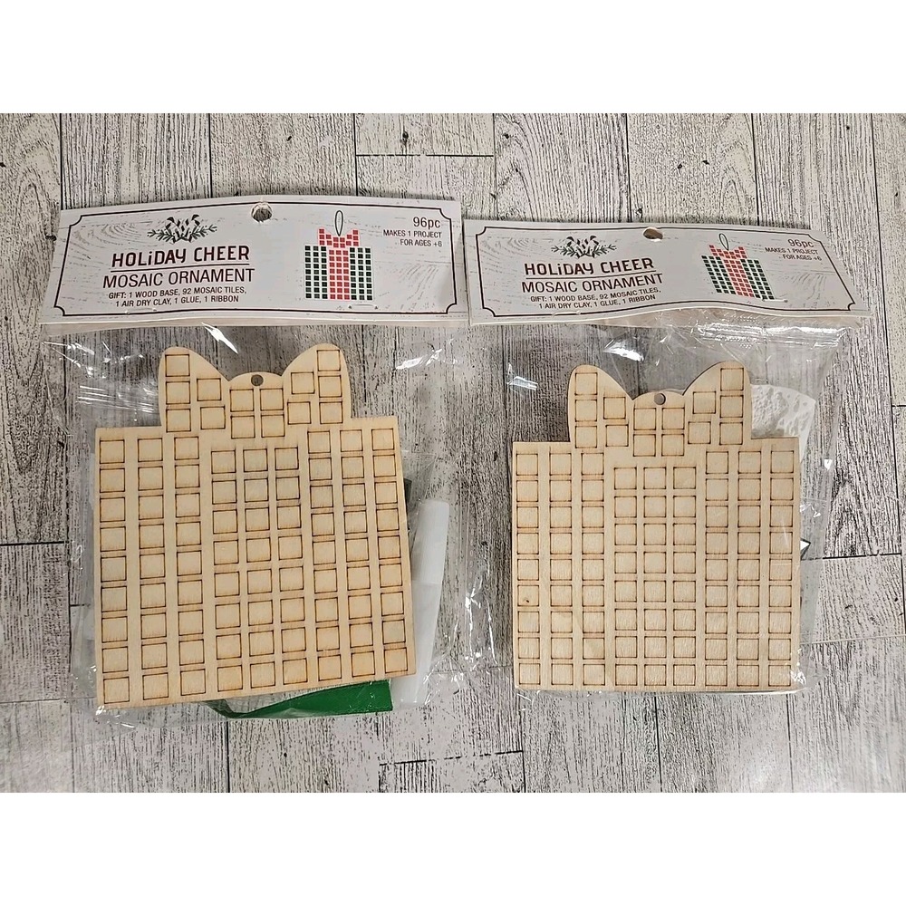 Mosaic Ornament Make Your Own Kit Tiles Clay 96 Pieces Crafters Lot of 2 NEW